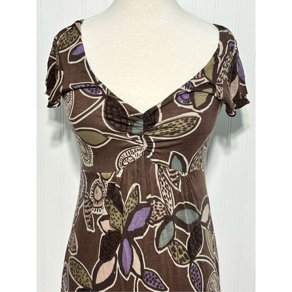 Boden Dress Floral Print Slip On Sheath Style V Neck Mini Length Brown Purple 6 - Picture 2 of 12